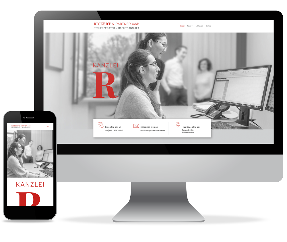Rickert und Partner Webseitendarstellung